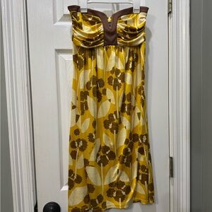 Prairie New York Silk Dress in Yellow and Brown